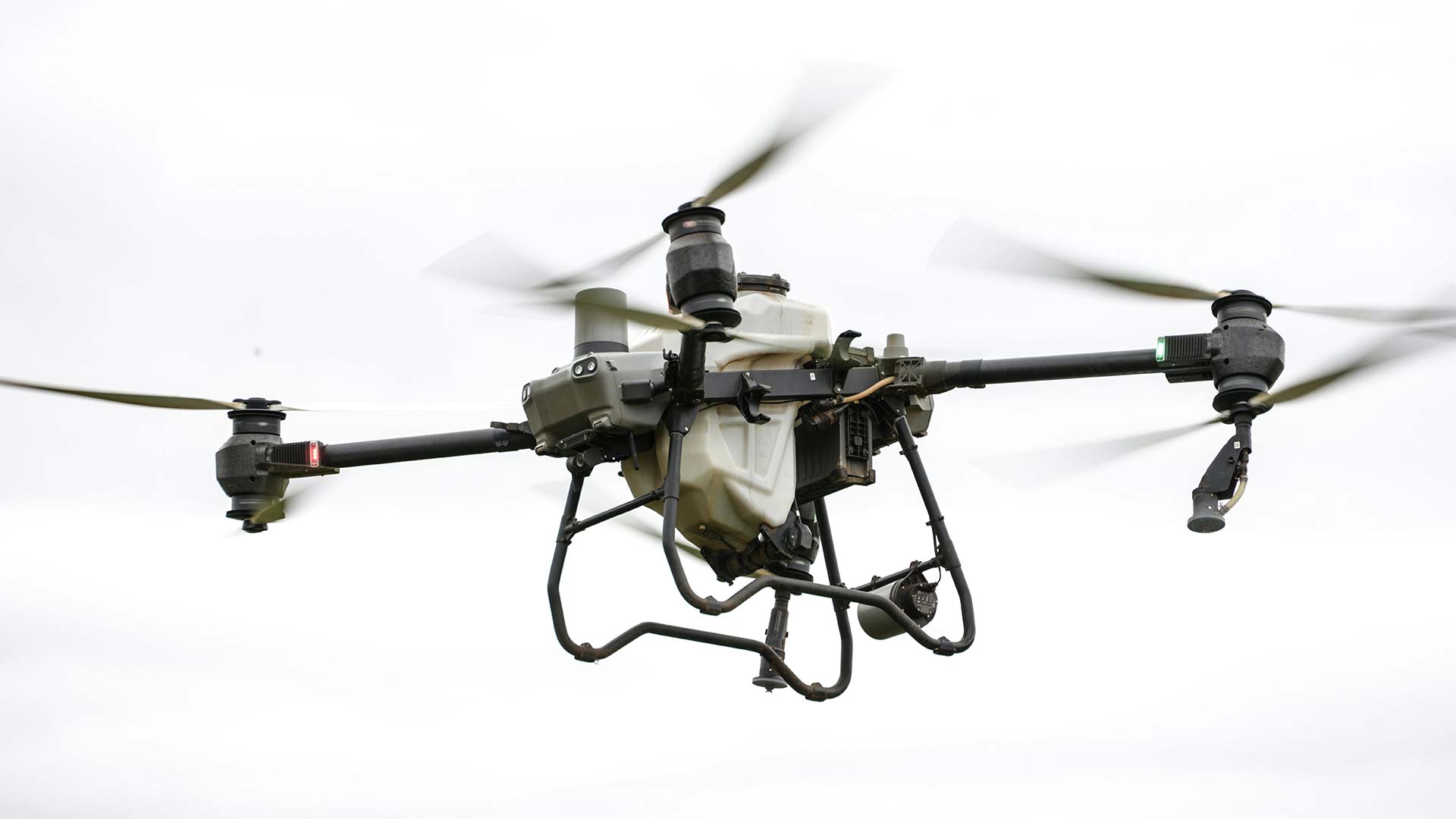 Agricultural sprayer drone in flight